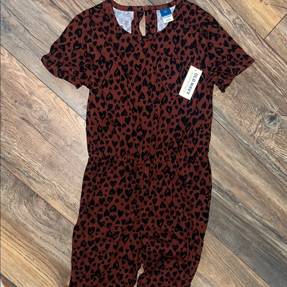 Old Navy Brown and Black Heart Jumpsuit